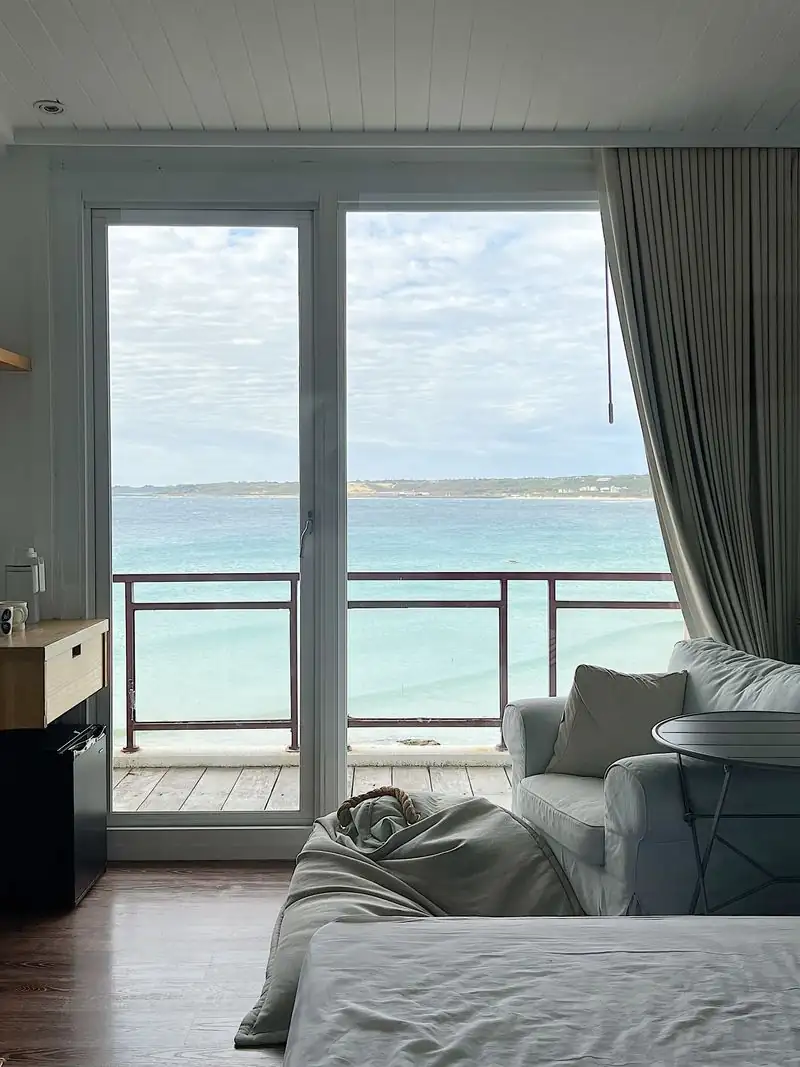 Spacious bedroom with panoramic ocean views