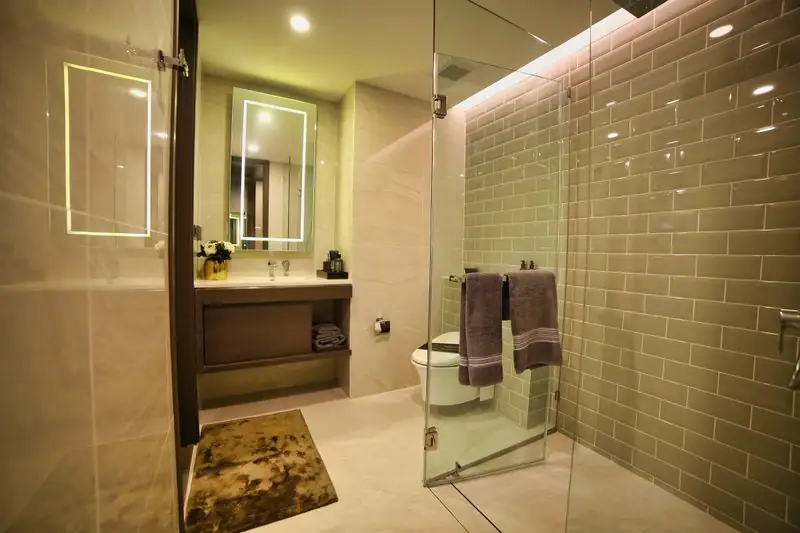 Modern luxury bathroom with premium finishes