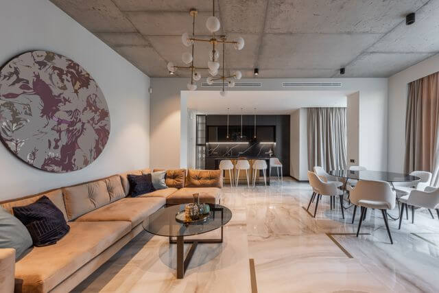 Modern lounge with stylish open-plan living area