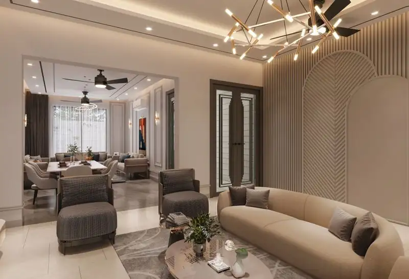 Modern lounge with stylish open-plan living area